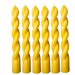 Pure Beeswax Pillar Candles, Handmade, Decorative, Yellow Twisted Candle, Cotton Wick, Set of 6