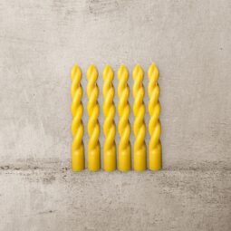 Pure Beeswax Pillar Candles, Handmade, Decorative, Yellow Twisted Candle, Cotton Wick, Set of 6