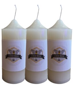 3 Pack Of Handmade Candles 100% Pure White Beeswax Candles Cotton Wick