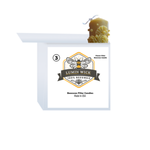 3PK Of Flower Pillar Beeswax Candle Made with 100% Pure Natural Bees Wax / Long Burning