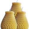 3 Packs Natural Beeswax Pillar Candles, 100% Pure Beeswax Candles with 25 Hours Burn Time, Smokeless. Art Design Bees Wax Candles for Home Decor, Prayer, Christmas Party