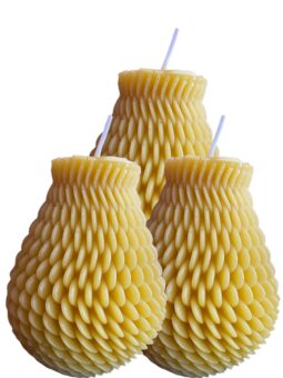 3 Packs Natural Beeswax Pillar Candles, 100% Pure Beeswax Candles with 25 Hours Burn Time, Smokeless. Art Design Bees Wax Candles for Home Decor, Prayer, Christmas Party