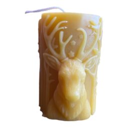 Reindeer Beeswax Pillar Christmas Candle (Pack Of 2) - Image 2