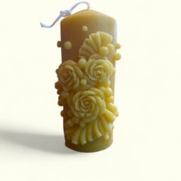 Flower Pillar Beeswax Candle Made with 100% Pure Natural Bees Wax - Long Burning-v4