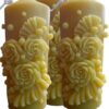 Flower Pillar Beeswax Candle Made with 100% Pure Natural Bees Wax - Long Burning-v4