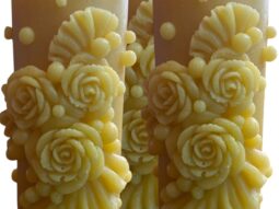 Flower Pillar Beeswax Candle Made with 100% Pure Natural Bees Wax - Long Burning-v4