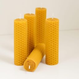 Hand rolled Pure Beeswax Pillar Candles, Decorative ,Honeycomb Shaped Pack Of 21