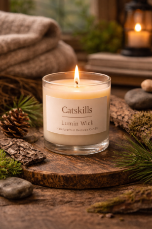 Catskills Jar Candle by Lumin Wick – Handcrafted Beeswax Candle with Natural Forest-Inspired Fragrance
